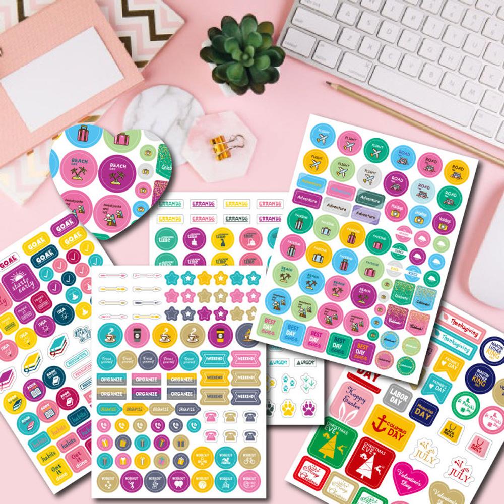 [Elegan] Stiker Planner Stiker Paket Dekorasi Dtickers Jurnal Aksesoris Kalender Planner365