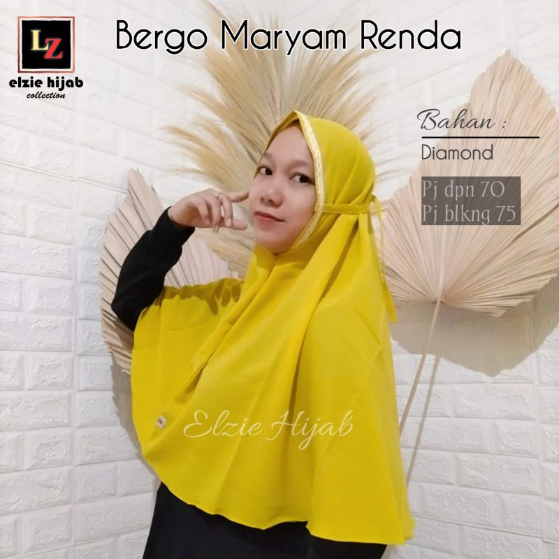 ELZIE HIJAB | Bergo Maryam Renda Cantik Kerudung Renda Hijab Instan