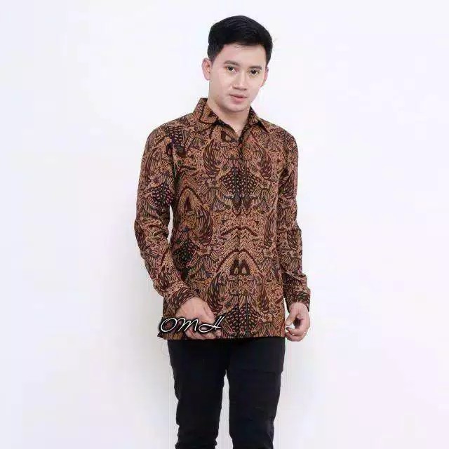 BATIK PRIA SIZE M L XL XXL BSWART BatiK HRB026 Kenongo Hem Panjang Padi Terbaru 2020