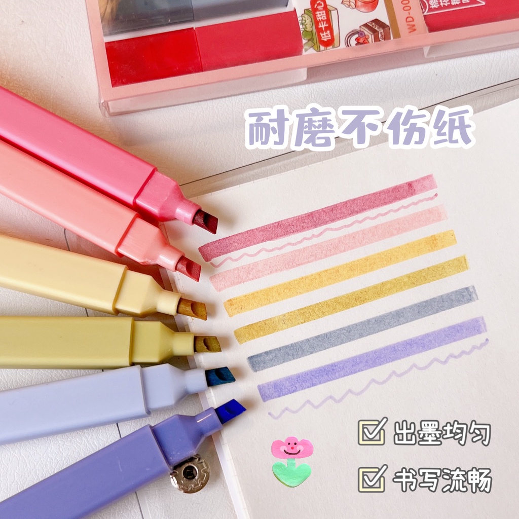 1 Pak/Pack/Kotak Stabilo Warna wani buku penanda Double Head Bundar Kotak Lurus Highlighter Warna Biru Merah Kuning Pink Hijau Original