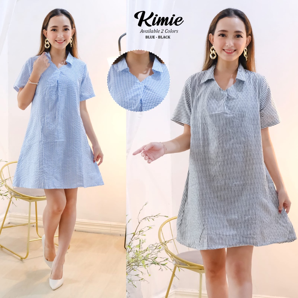 Toply shop COD Dres korea stripe salur Kimie