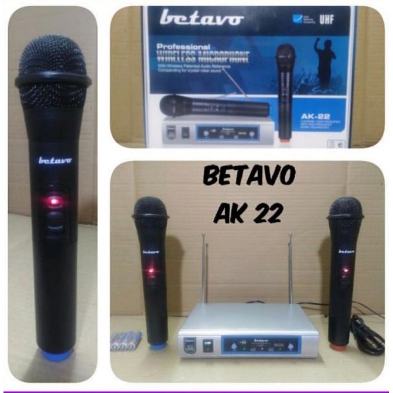 Mic Werles Wirles BETAVO AK-22 Vocal Microphone Wireless 2 Mik Pegang