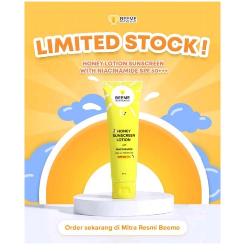 ❤FREE EMAS❤ BEEME HONEY SUNSCREEN LOTION WITH Niacinemaid Spf 50+++ [MITRA RESMI]