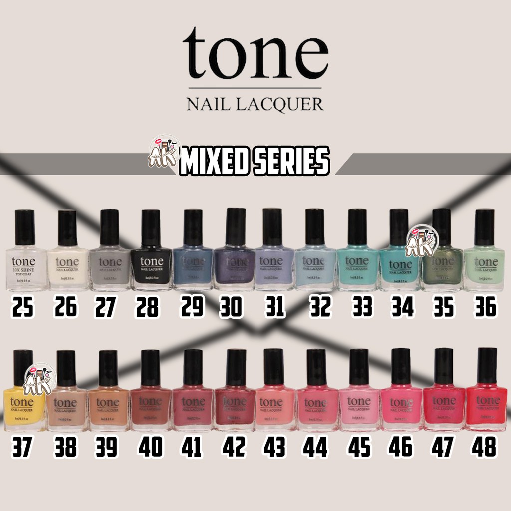 TONE KUTEK SERIES (VITAMIN BOOSTER / NAIL FOUNDATION / BLACK / NUDE / MIXED / WINTER / EARTH / CHIC / TOP COAT (1 BOX ISI 24))