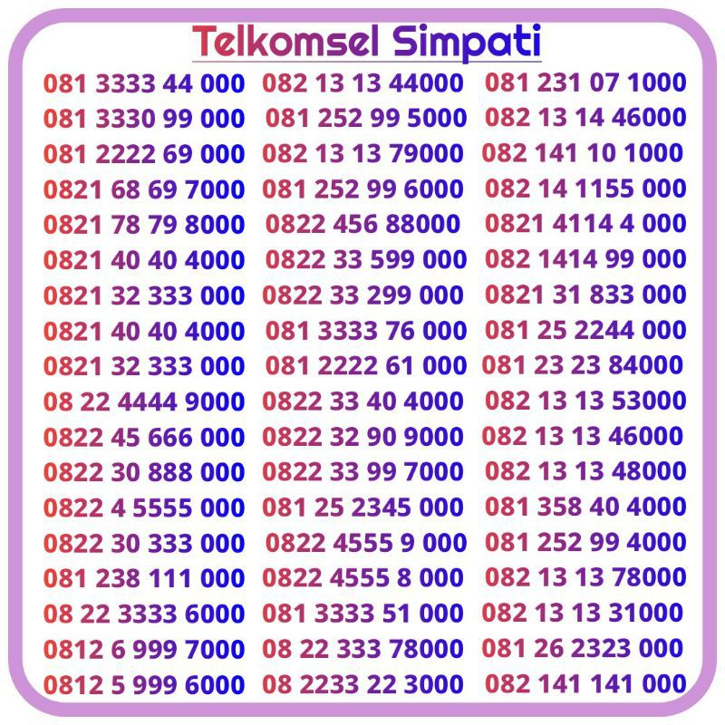 nomor cantik telkomsel simpati tripel 000