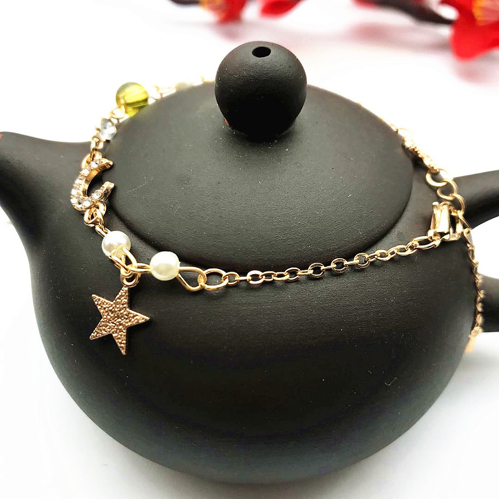 Gelang Kelopak Mutiara Bintang Kristal Korea-Yellow