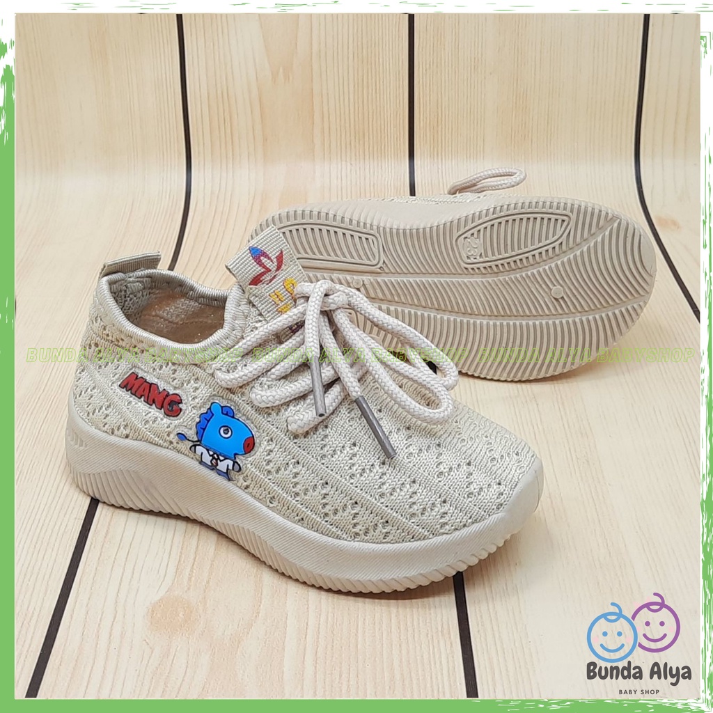 Sepatu Anak IMPORT Usia 2 6 7 Tahun KREM Lentur Alas Karet - Sepatu Anak Cewek Cowok Lentur Elastis Motif Karakter Lucu Model Kekinian Anti Licin Size 22 Sampai 36