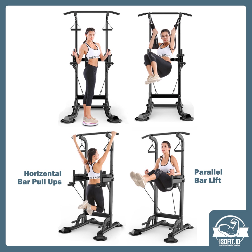 Isofit.id All In One Adjustable Premium Pull Up Hanging Bar / Dipping / Chin Up Bar Multifunction