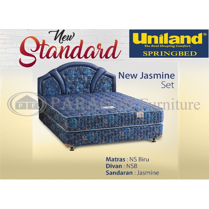 Spring bed Standard 160x200 Jasmine biru Full Set - Uniland