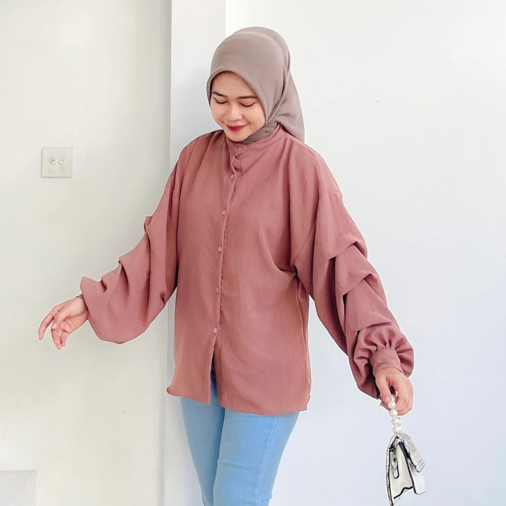 BEFAST - ZEC OOTD Blouse SENIRA / Devana Blouse CRINCLE / Blouse Crincle Model Terbaru / Atasan Wanita Lengan Panjang / Pakaian Kerja / Blouse Polos Formal / Fashion Wanita Remaja Casual / Blouse Modis / Termurah