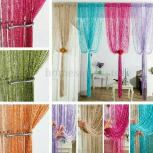 Tirai benang gliter polos