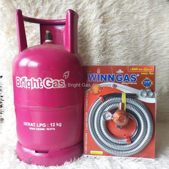 PAKET TABUNG BRIGHT GAS 12 KG PINK PLUS ISI + REGULATOR