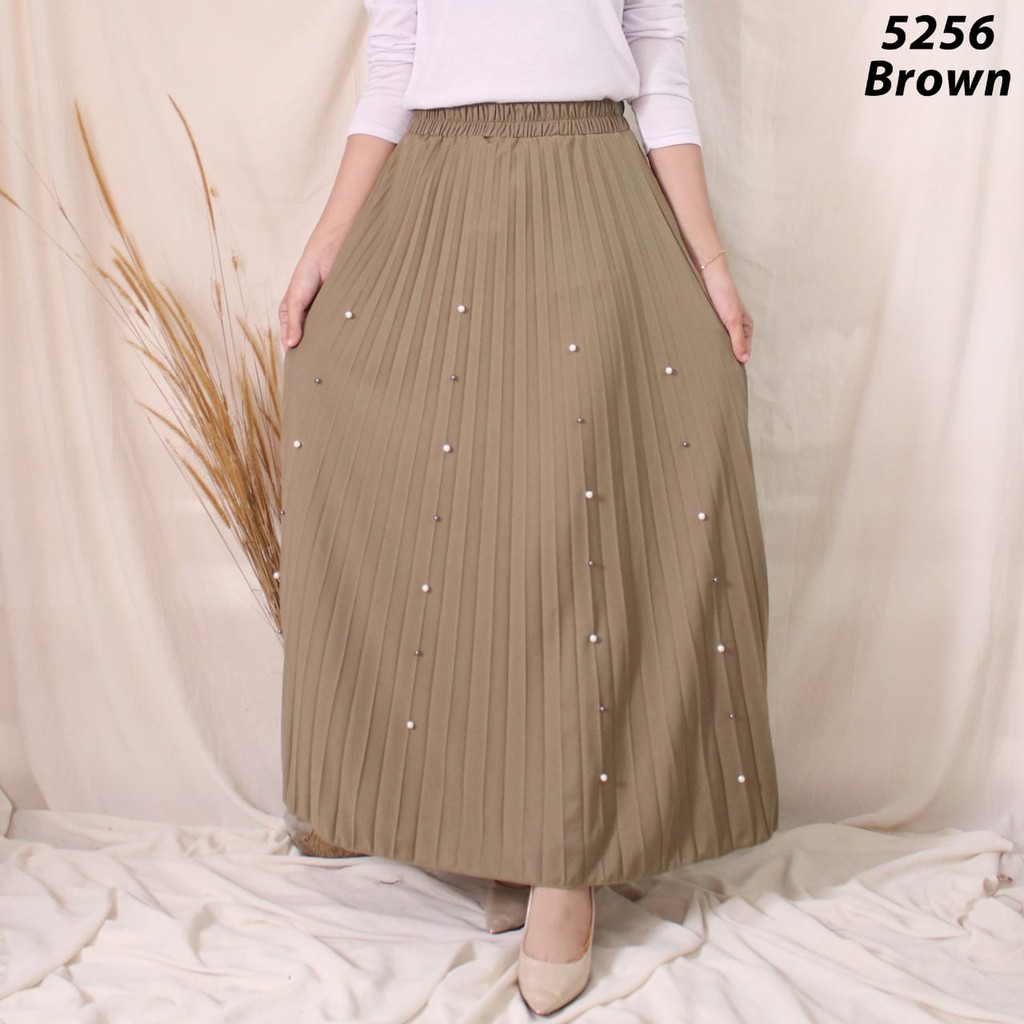 ROK PLISKET MUTIARA PANJANG 256 MUSLIM MUTIARA MEWAH BAWAHAN POLOS PLEATS SKIRT MURAH