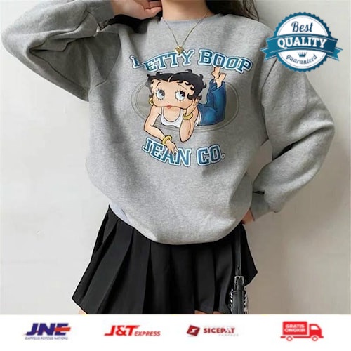 crewneck sweater custom motif Betty boop pria wanita distro keren