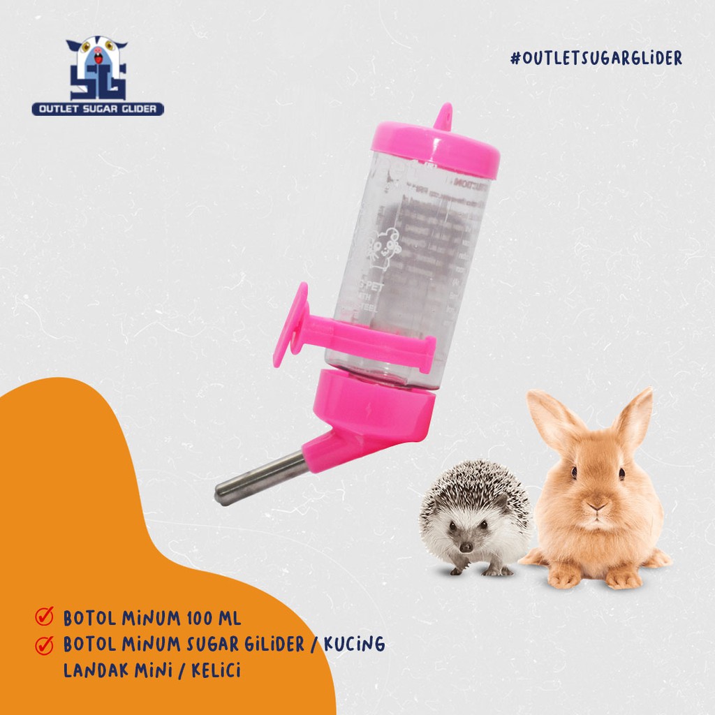 BOTOL MINUM 100ML PET DRINK SUGAR GLIDER / KELINCI / GERBIL / HAMSTER