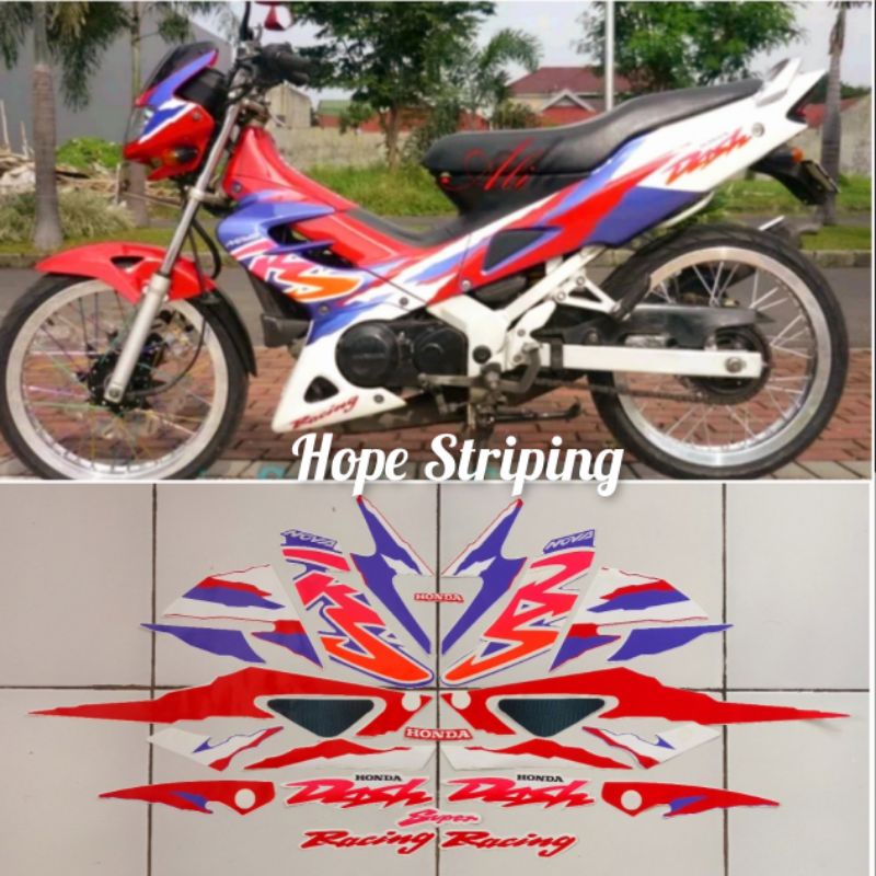 Striping Honda Nova Dash Merah Putih