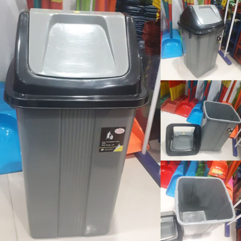 Tempat sampah 5/tempat sampah besar silver/tempat sampah tutup buka tutup