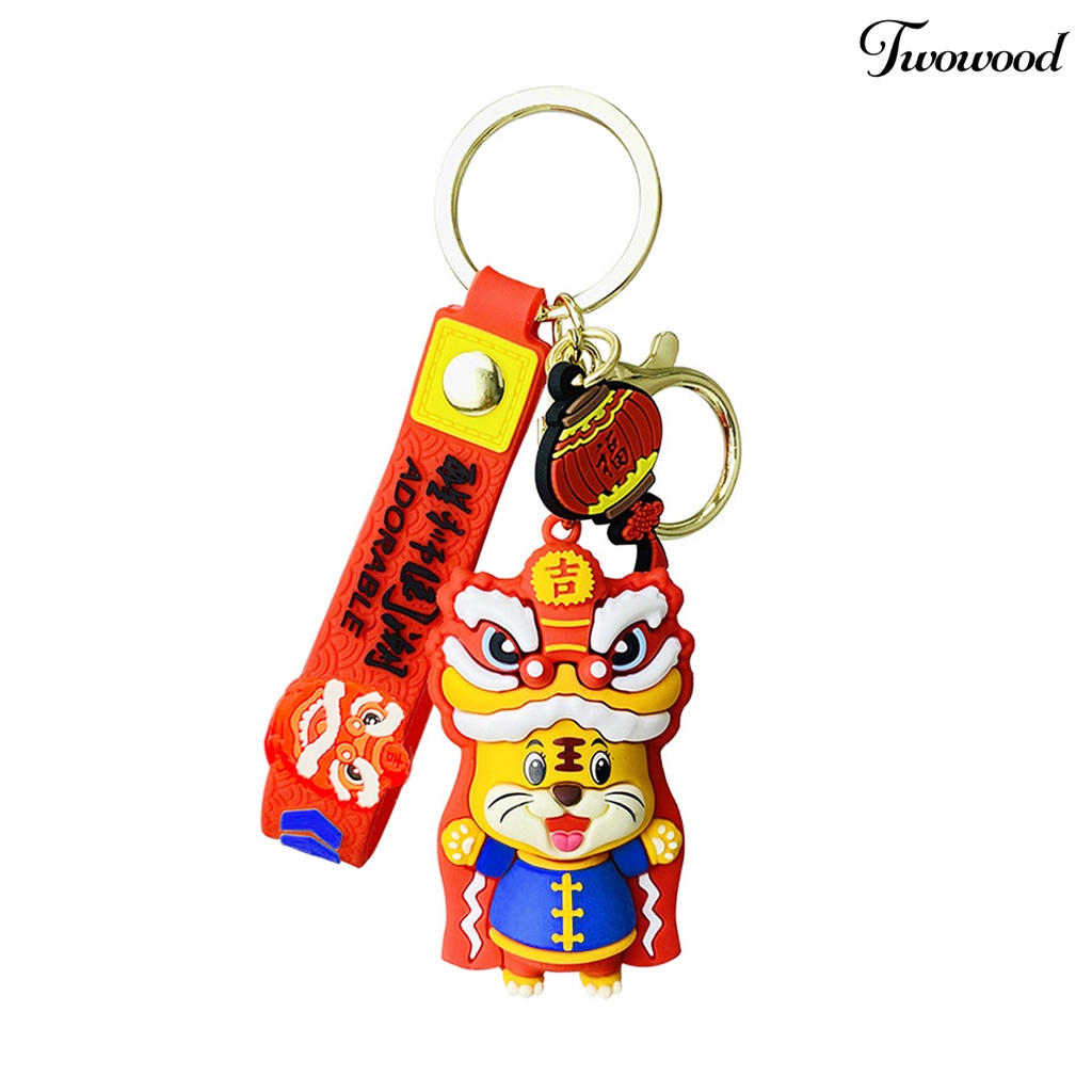 Twowood Key Chain Cartoon Unisex Chinese Year of The Tiger Key Ring Pendent Decorative Festival Gift for Children