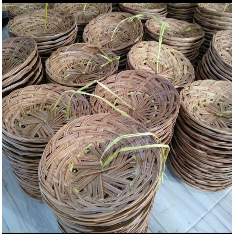 piring lidi anyaman dobel/ piring anyaman dobel murah
