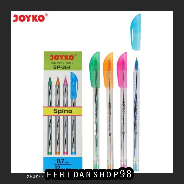 

BT55 BALL PEN BEST PULPEN PENA JOYKO BP-264 SPINO 1 BOX 12 PCS 0.7 MM BY FERIDANSHOP98
