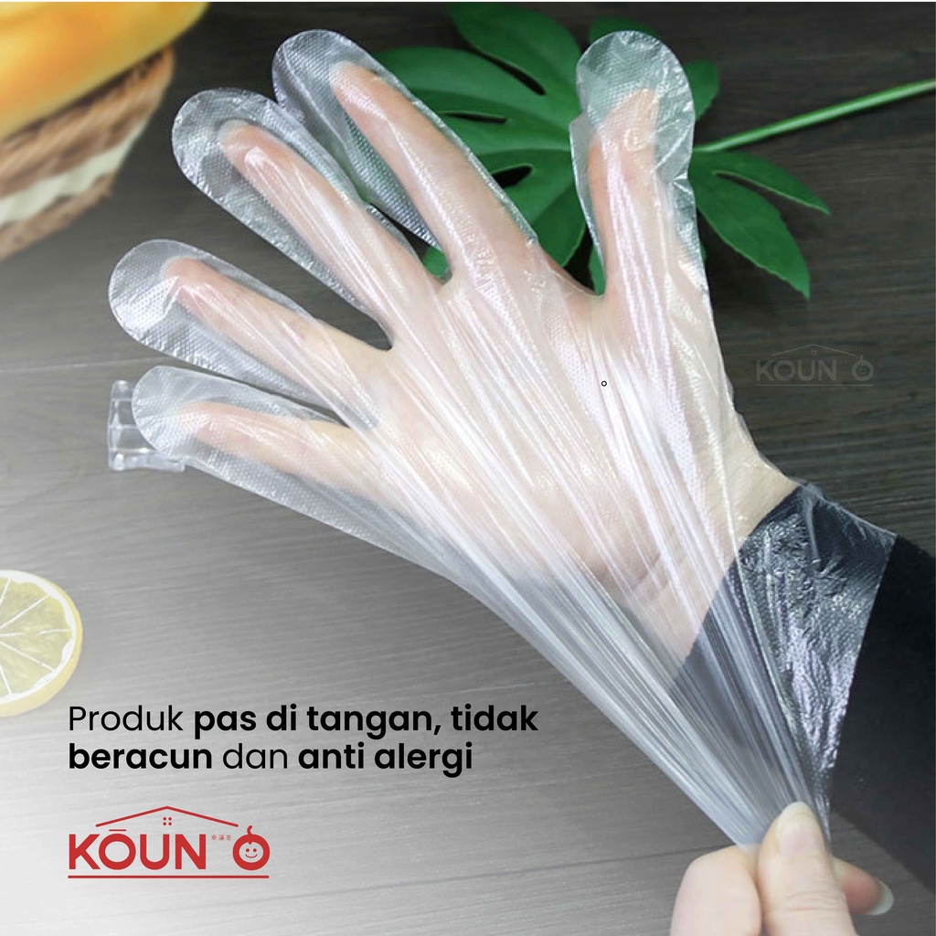 Sarung Tangan Plastik Sekali Pakai isi 100 Pcs Transparan Food Grade Disposable Plastic Gloves