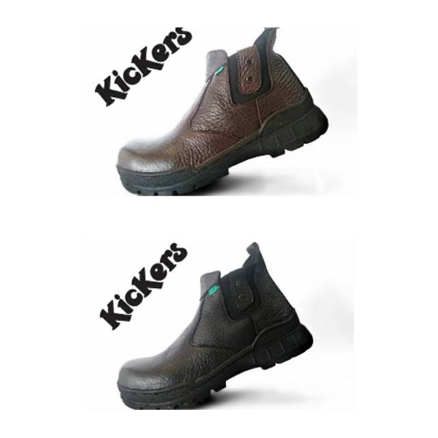 Sepatu boots safety kulit kickers HDM murah import kerja pria