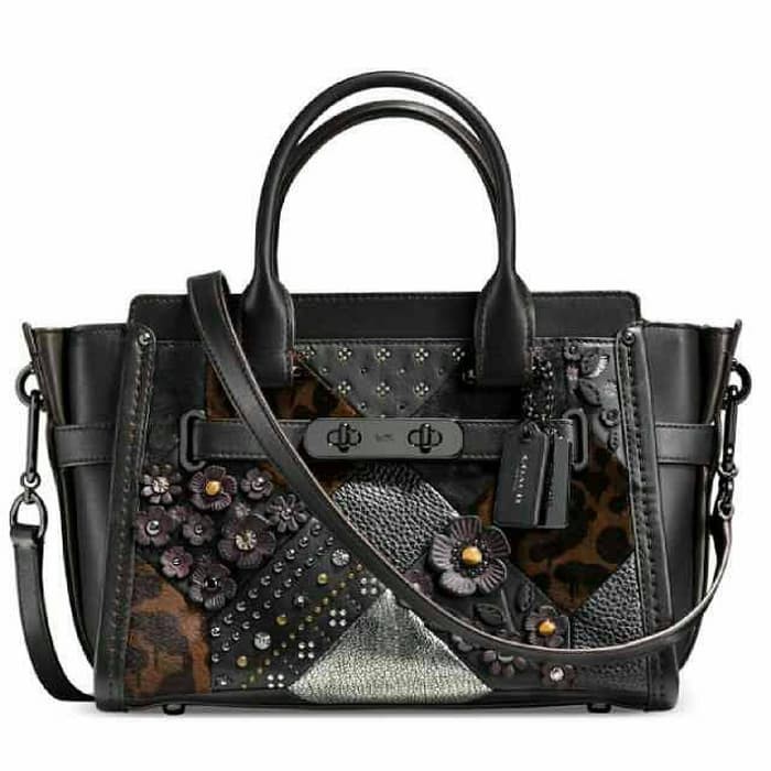Tas Coach Swagger 27 Black Multi Floral 55503 Medium Authentic Original Asli USA Store Counter
