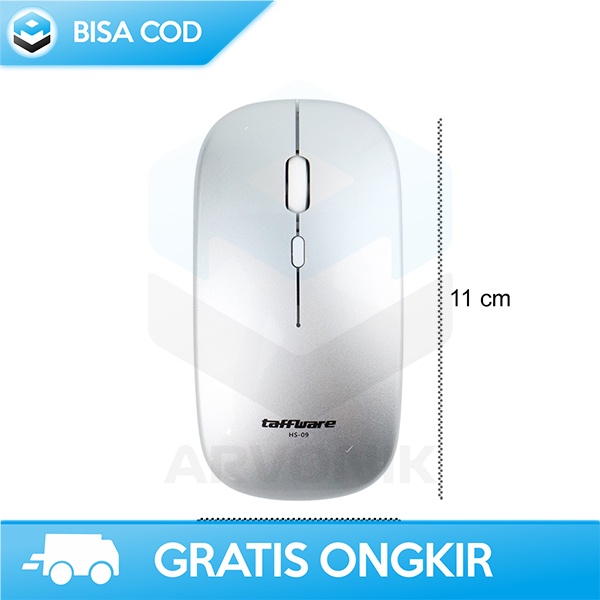 WIRELESS MOUSE 2.4G TAFFWARE DESAIN ELEGAN METALIC USB RECHARGEABLE