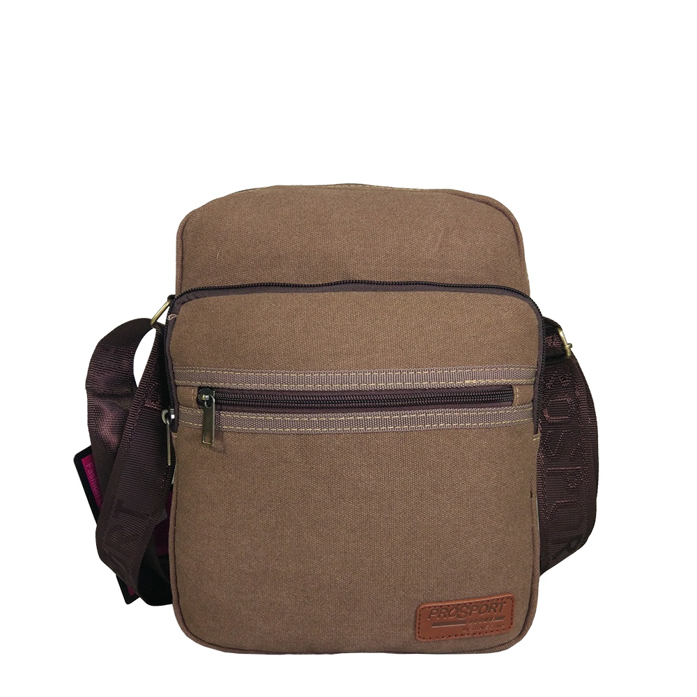 Tas Selempang Prosport Pria Kerja Travelling Kanvas Cokelat