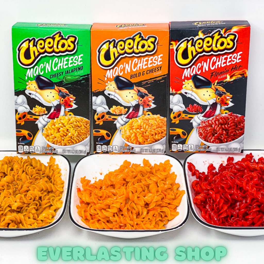 

Cheetos Mac n Cheese Cheesy Jalapeno Bold Flamin Hot Macaroni and Chis Chiz USA Product American Food Snack Mozzarella Parmesan Keju Makaroni