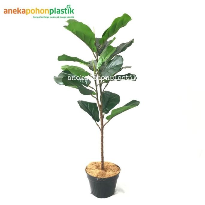 Pohon Ketapang Artificial Pohon Latex Pot Dasar Hitam Dekorasi