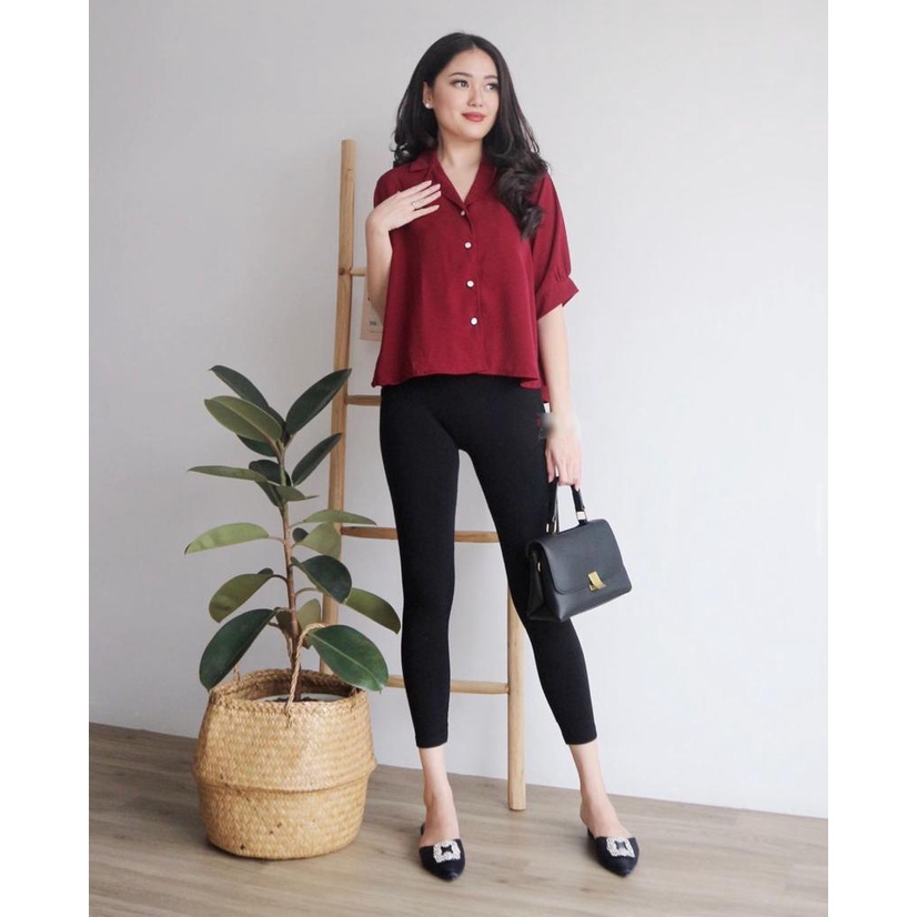 Basic id fashion COD kemeja wanita polos / Blouse wanita dylan