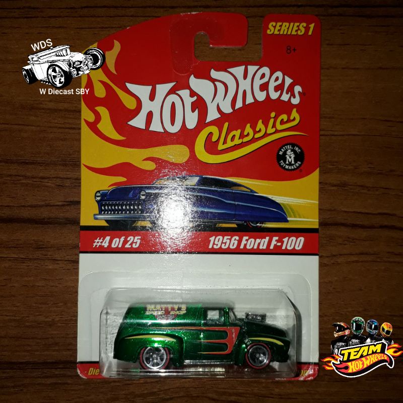 Hot Wheels Classics 56 Ford F100 Green Redlines Open Hood Hobi Mainan Mobil Kolektor Diecast