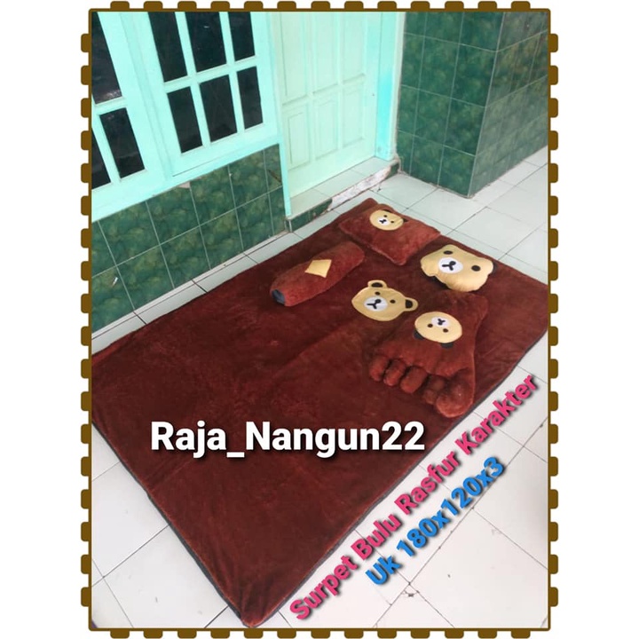Surpet Karpet karakter Bulu Rasfur /180x 120,3cm ISI 4 PAKET BANTAL KEPALA BONEKA,BANTAL KOTAK,BANTA