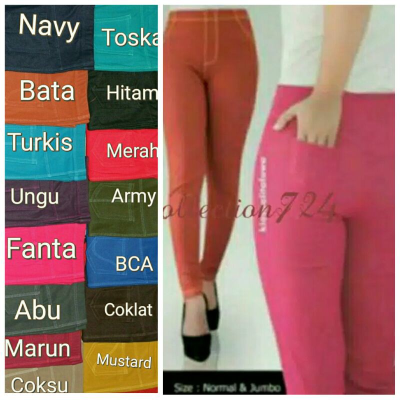 Leging Jumbo / Legging Murah / Celana Legging Panjang Denim Streach (BB 70-80 Kg - Jumbo)