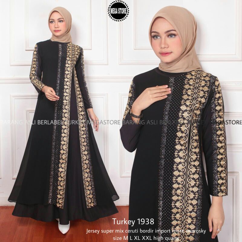 New Abaya Saudi Dewasa Turky Elmira Dubai Bordir By Mega Store Gamis Turkey Syari Jumbo Terbaru Dres