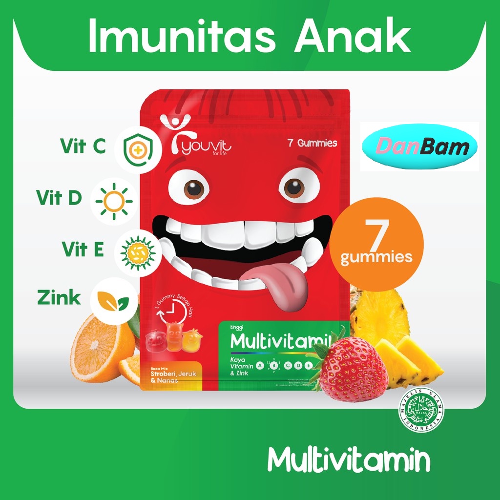 Youvit 1 Bungkus Isi 7 Gummy Dewasa, Anak, Beauti, dan Omega-3