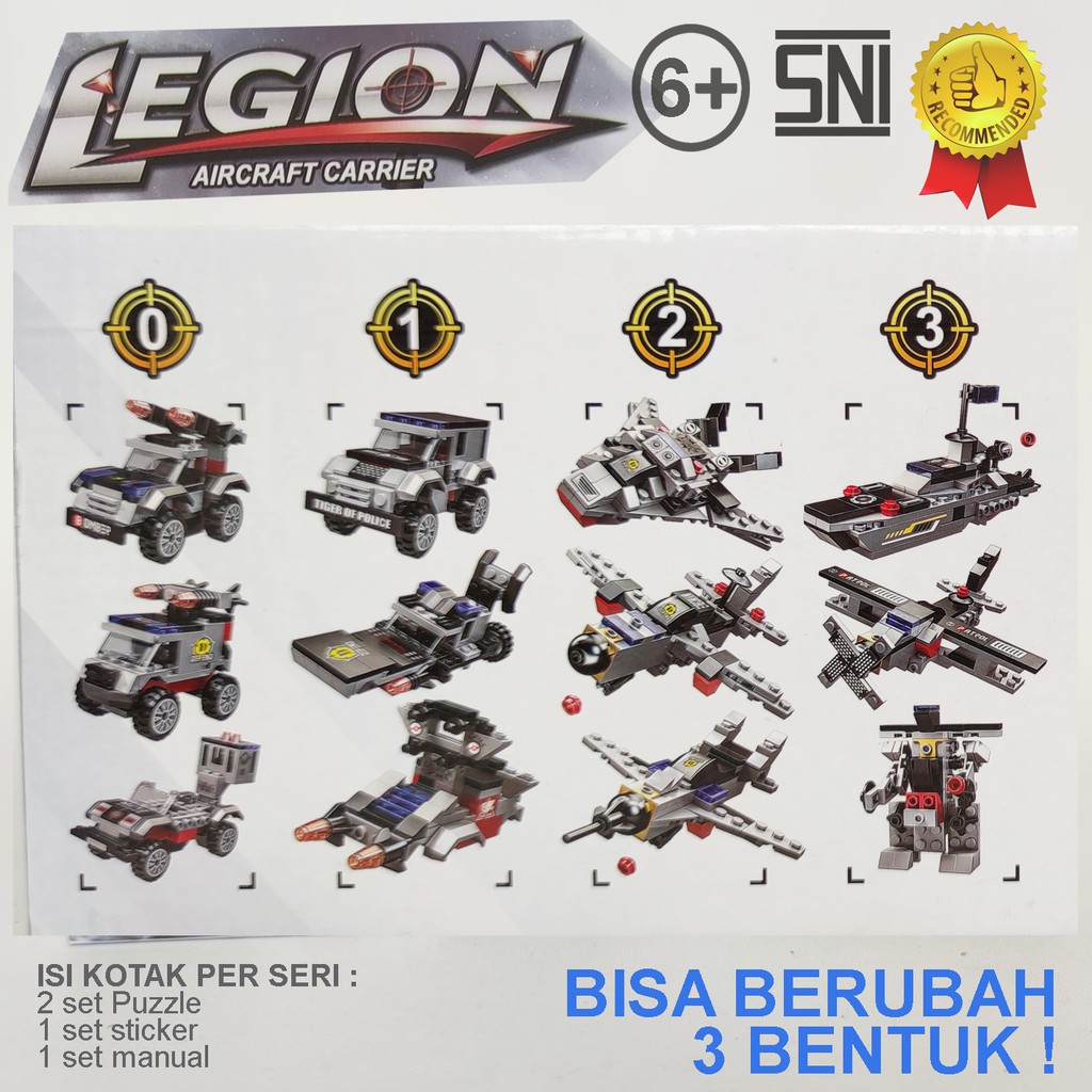 Mainan Anak Edukatif Puzzle Brick Lego Militer Tempur 3 Bentuk