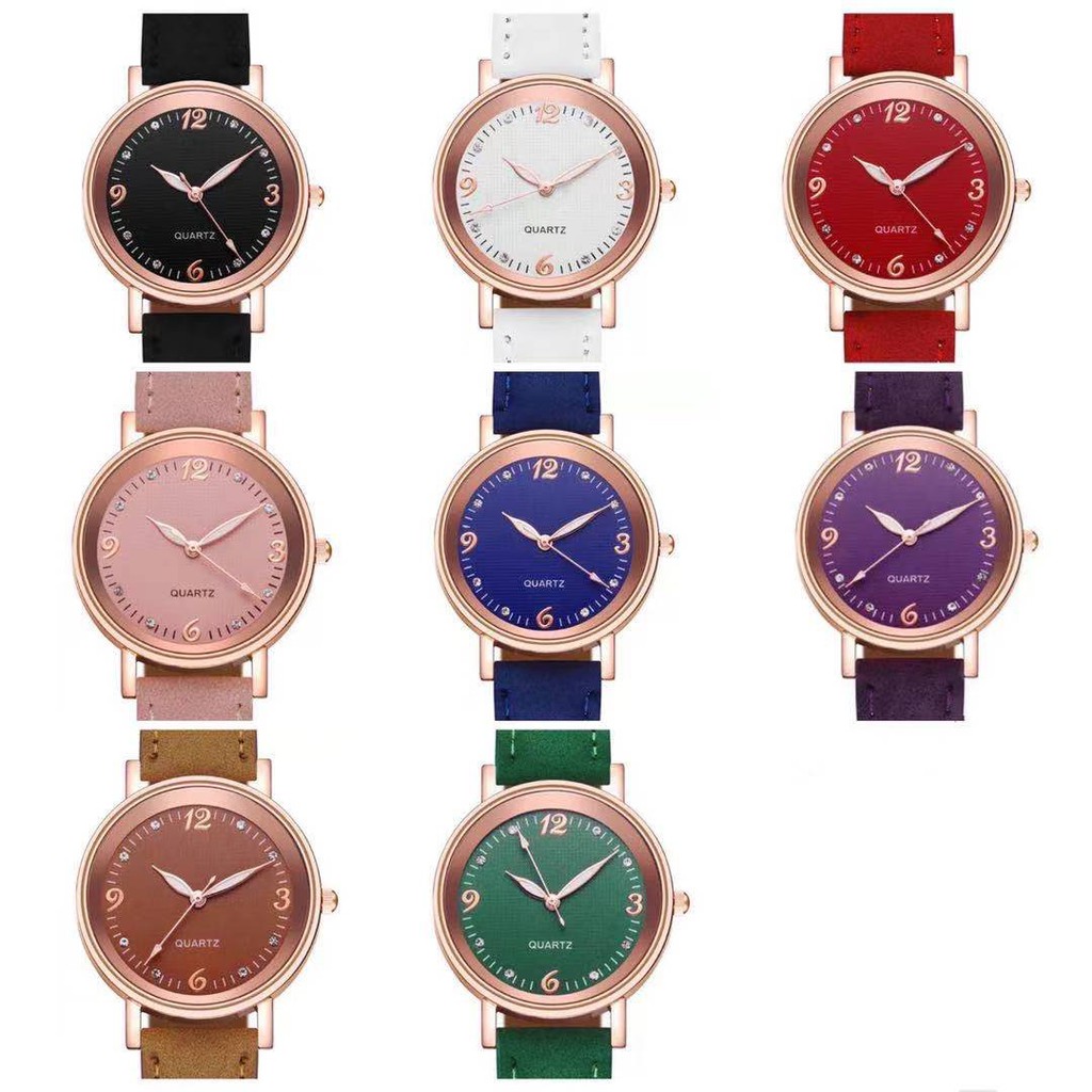 Jam Tangan Wanita Casual Analog Quartz Strap PU Fashion Korean / Jam Tangan Wanita Import