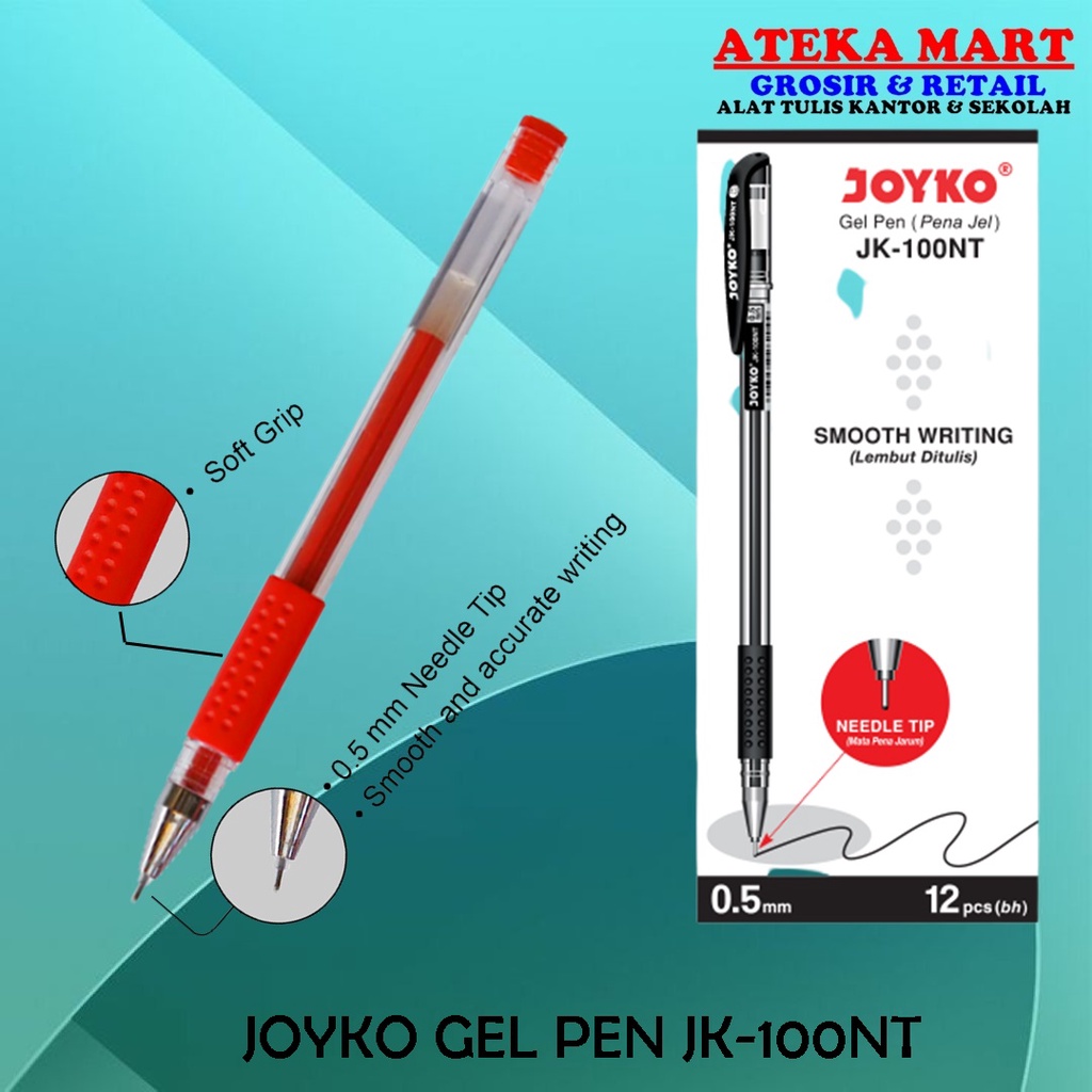 

[BOX/12PCS] JK-100NT JOYKO GEL PEN PENA CAIR PULPEN