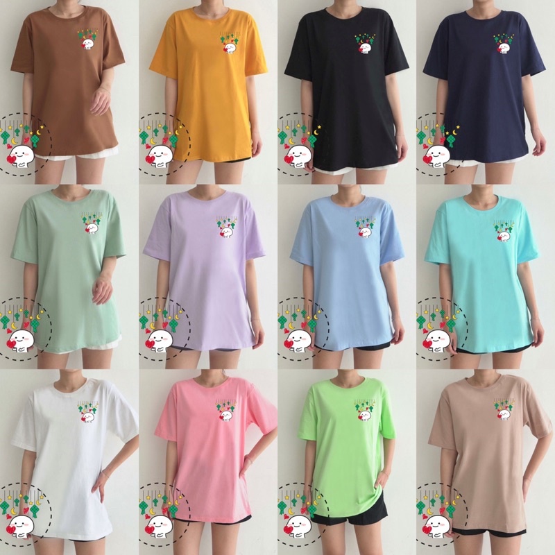 KAOS LEBARAN EID IDUL FITRI PENTOL L02 KETUPAT EID MUBARAK IDUL FITRI GAMBAR LUCU COUPLE COTTON COMBED GROSIR MURAH