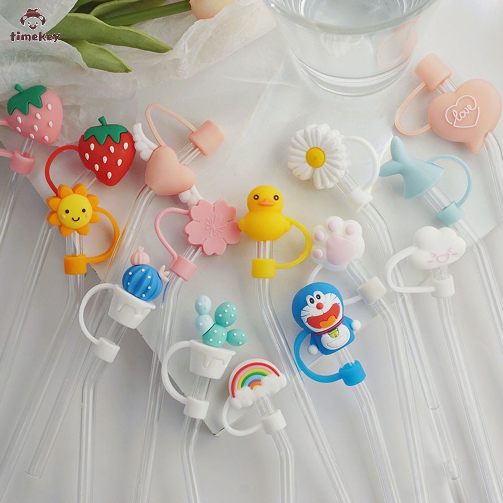 【TK】Cute Cartoon Straw Silicone Plug Resuable Anti-Dust Cap for Straws Glass Straw Stainless Steel Staw Tips Bottle Accessories