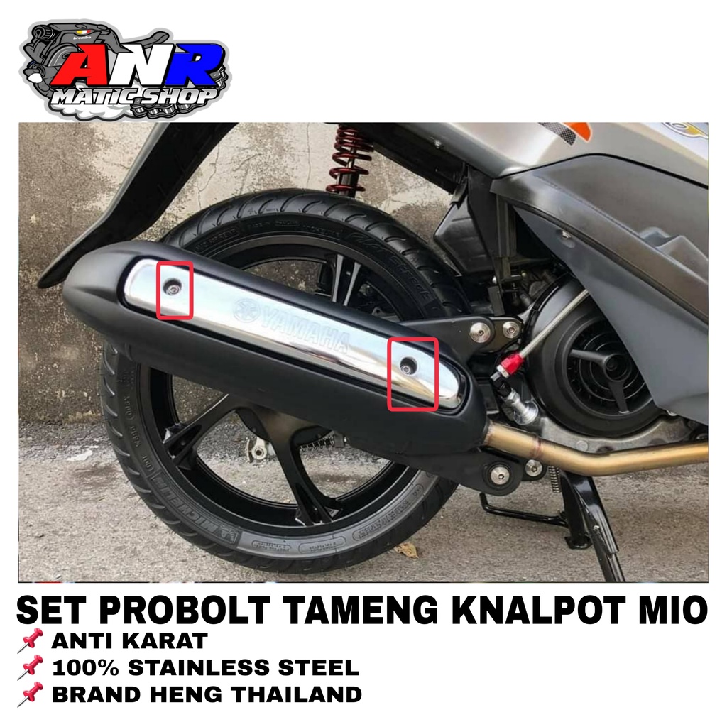 (2 Pcs) Baut Tameng Knalpot Probolt Heng Thailand Mio Smile Sporty Soul Fino J Gt M3