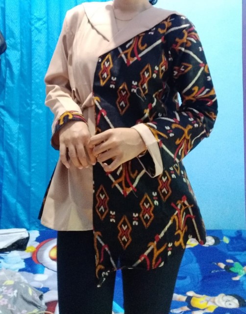 Tey-17 Batik Wanita Asj Sa Hrb026 Kenongo Kemeja Tosca Pendek