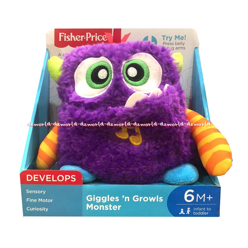 Fisher Price Giggle &amp; Growls Monster Mainan Boneka Bergerak Fisherprice Giggle Ungu Purple