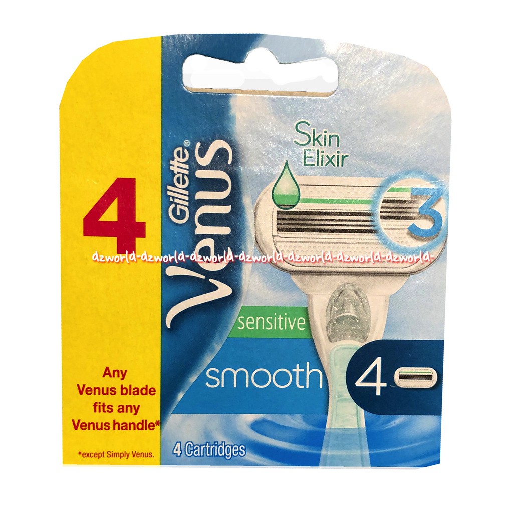 Gillete Venus Sensitive Smooth Skin Refill 4pcs Elixir Shaving Gilete Gillete Isi Ulang Pisau Cukur Wanita Perempuan Fenus