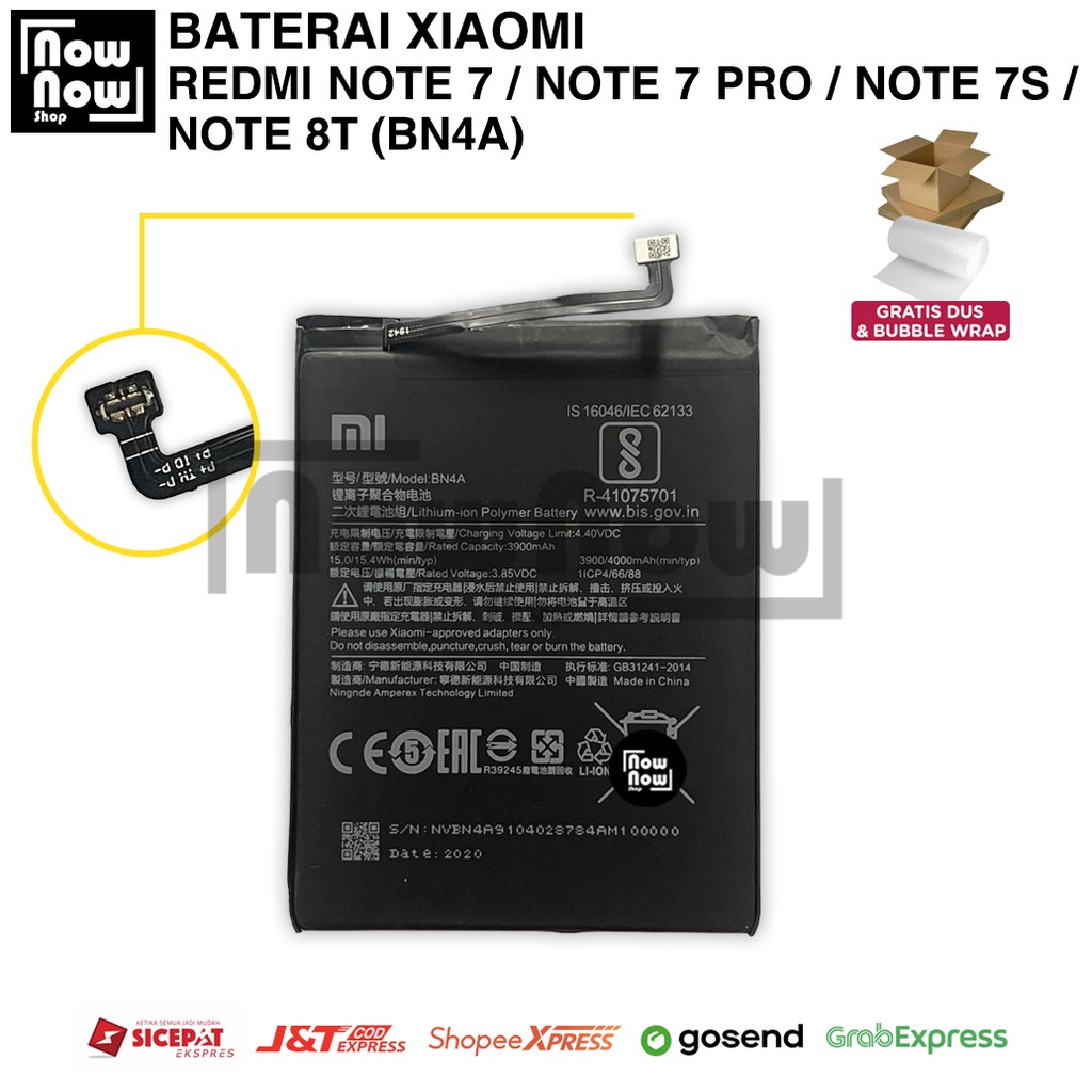 Baterai Xiaomi Redmi Note 7 / Note 7 Pro / Note 7S / Note 8T BN4A BN 4A Original Batre Batrai Batere