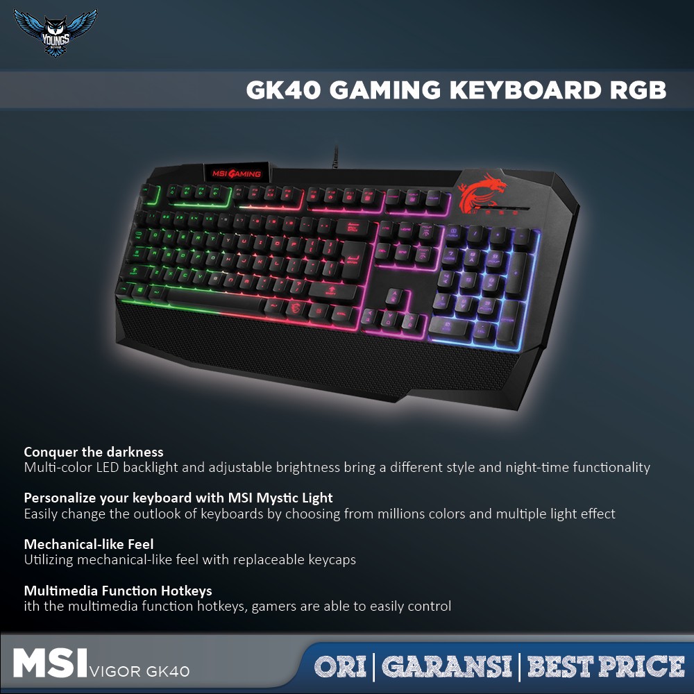 MSI VIGOR GK40 KEYBOARD GAMING RGB