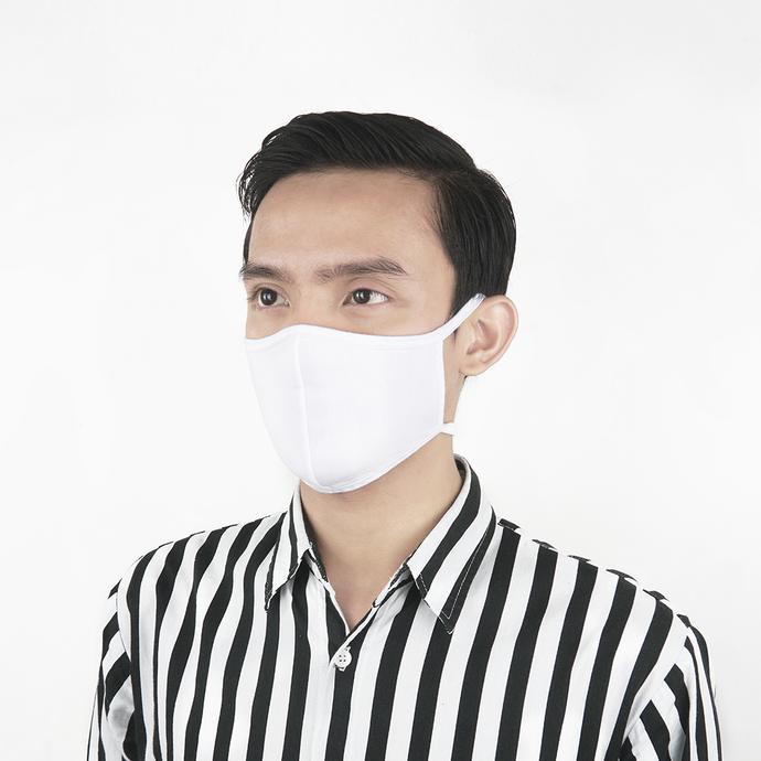 Flyman Masker Kain Katun Hitam 6 PCS Curved MSK 3353 - Putih