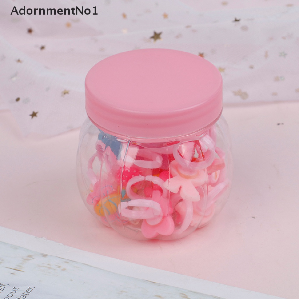 (AdornmentNo1) 20pcs / Set Cincin resin Aneka Bentuk Dengan Kotak Penyimpanan Untuk Anak Perempuan